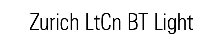 Zurich LtCn BT Light font preview